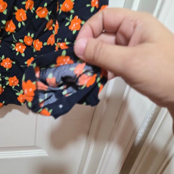 J crew top womens size xs blue orange popover in poppy fields blouse - Picture 5 of 7